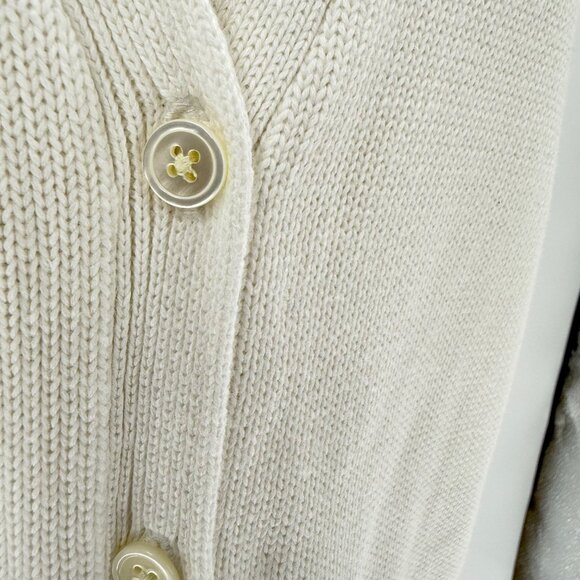Vintage Ralph Lauren Sport Off White Boyfriend Fit Cardigan Sweater M 100% Cotto - Picture 5 of 8